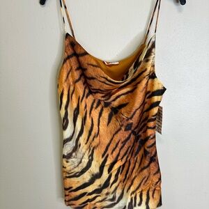 Tiger Print Cowl Neck Camisole